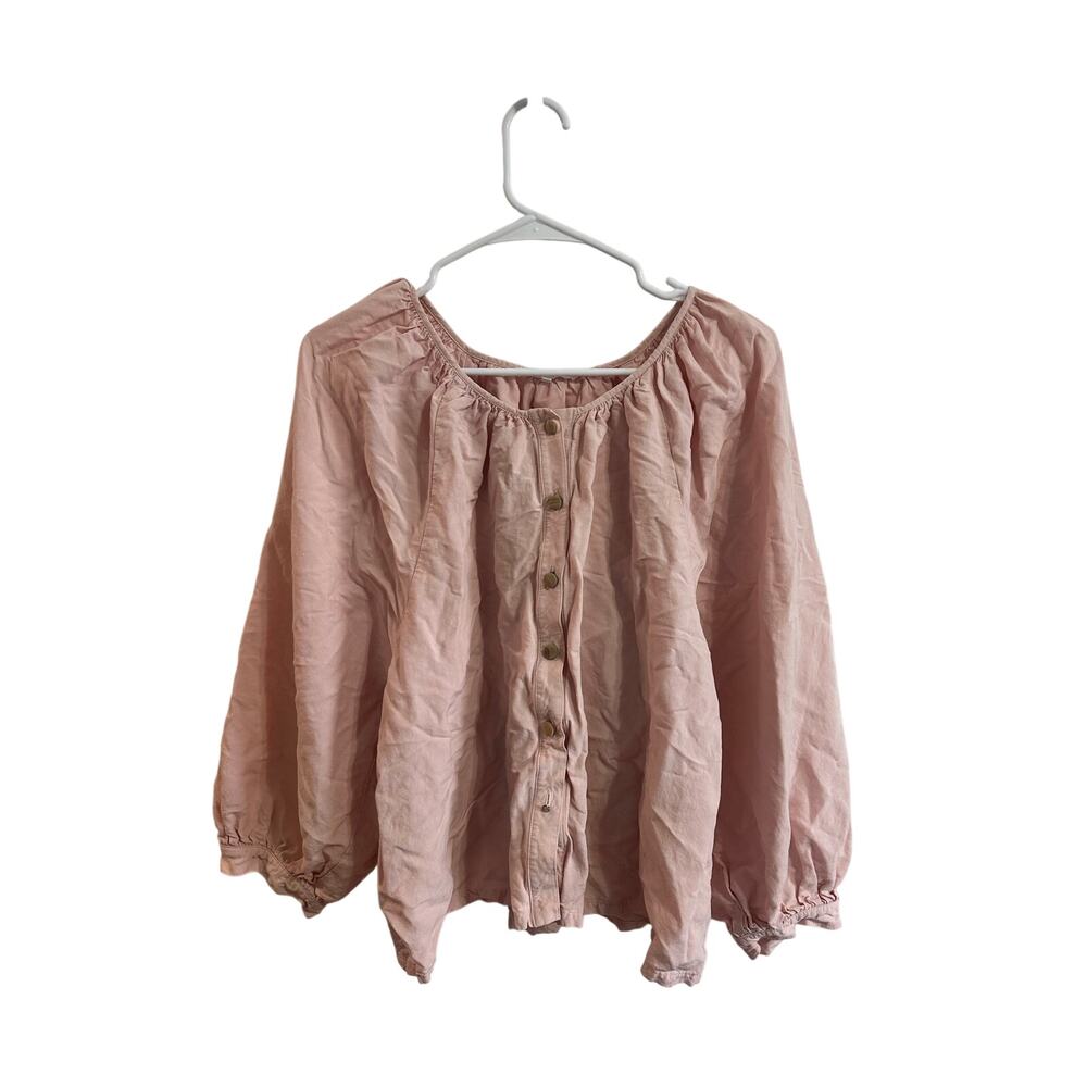 Emerson Fry Frances Blush Pink Linen Viscose Blouse Sz M - Broken Button